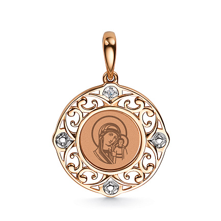 Подвеска из красного золота с бриллиантом