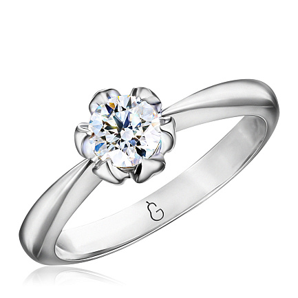 Кольцо помолвочное из белого золота с бриллиантом