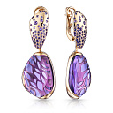 Серьги с английским замком из желтого золота с аметистами