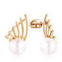 Пусеты из красного золота с жемчугом