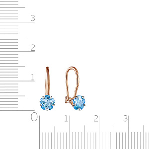 Серьги с французским замком из красного золота с фианитом