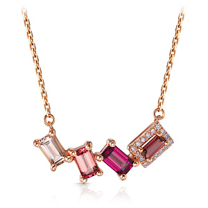 Колье из красного золота с бриллиантами, морганитом