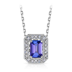 Колье из белого золота с бриллиантами, танзанитом