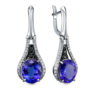 Серьги с английским замком из белого золота с бриллиантом