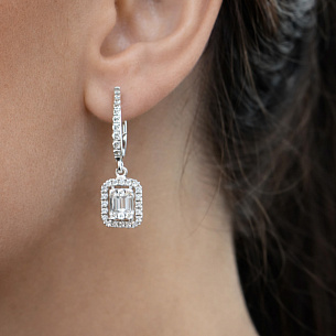 Серьги с английским замком из белого золота с бриллиантом