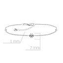 Браслет на ногу декоративный из белого золота с фианитами, плетение якорное