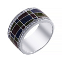 Кольцо из серебра с фианитом, эмалью