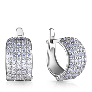 Серьги с английским замком из серебра с фианитом