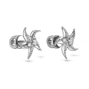 Пусеты из серебра с фианитами