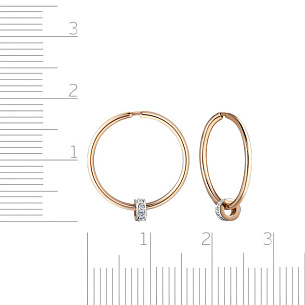Серьги Конго детские из красного золота с фианитом