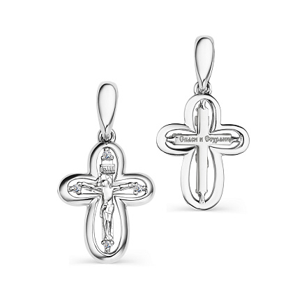 Крест из белого золота с бриллиантами