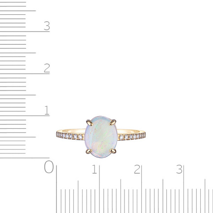 Кольцо из желтого золота с бриллиантами, опалом