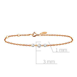 Браслет декоративный из красного золота с бриллиантами, плетение якорное