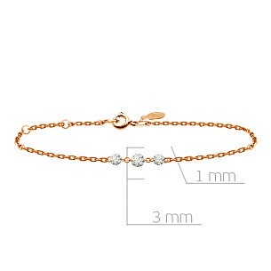 Браслет декоративный из красного золота с бриллиантами, плетение якорное