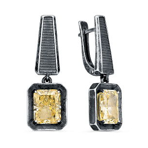 Серьги с английским замком из серебра с фианитом