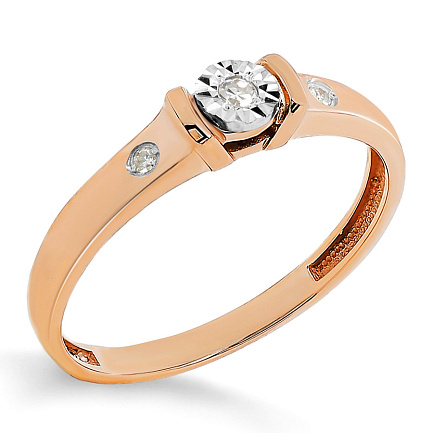 Кольцо из красного золота с бриллиантами