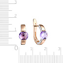 Серьги с английским замком из красного золота с аметистом