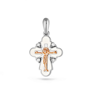 Крест из серебра с бриллиантом