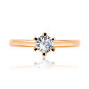 Кольцо помолвочное из красного золота с бриллиантом