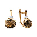 Серьги из красного золота с бриллиантами, раухтопазами