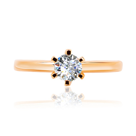 Кольцо помолвочное из красного золота с бриллиантом