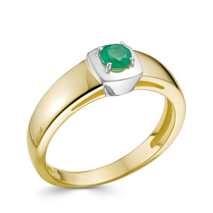 Кольцо из желтого золота с изумрудом