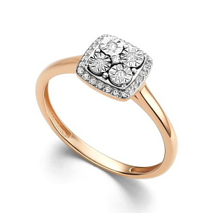 Кольцо из красного золота с бриллиантом