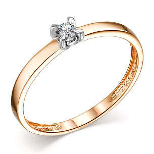 Кольцо из красного золота с бриллиантом