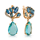 Серьги с английским замком из красного золота с топазом