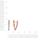 Серьги с английским замком из красного золота с фианитом