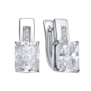 Серьги с английским замком из серебра с фианитами