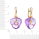 Серьги с английским замком из красного золота с аметистами