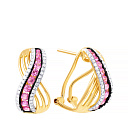 Серьги из желтого золота с бриллиантами, сапфирами