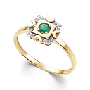 Кольцо из желтого золота с бриллиантами, изумрудом