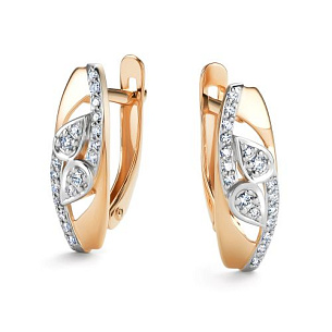 Серьги из красного золота с бриллиантом