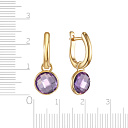 Серьги с английским замком из желтого золота с аметистом