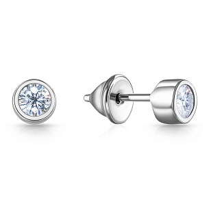 Серьги Пусеты из серебра с фианитом