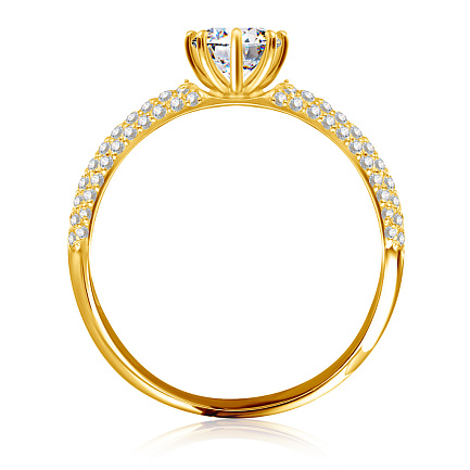 Кольцо из желтого золота с фианитом