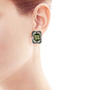 Серьги с английским замком из белого золота с молдавитом