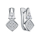 Серьги с английским замком из серебра с фианитами