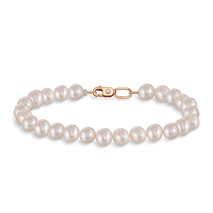 Браслет декоративный из красного золота с жемчугом