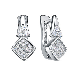 Серьги с английским замком из серебра с фианитами