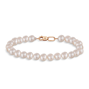 Браслет декоративный из красного золота с жемчугом