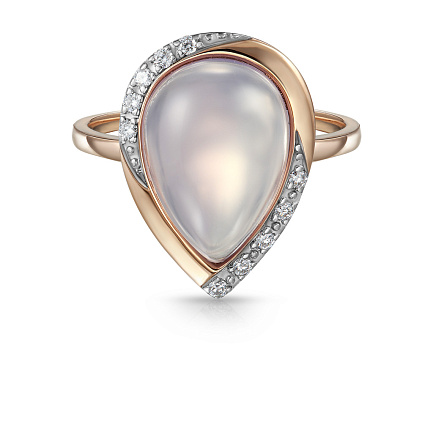 Кольцо из красного золота с аметистом, бриллиантами