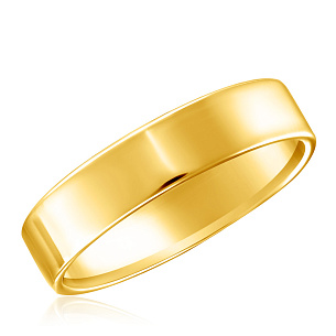 Кольцо обручальное гладкое из желтого золота