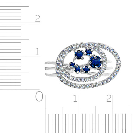 Кольцо из белого золота с бриллиантами, сапфиром