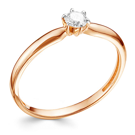 Кольцо из красного золота с бриллиантом