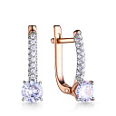 Серьги с английским замком из красного золота с фианитом