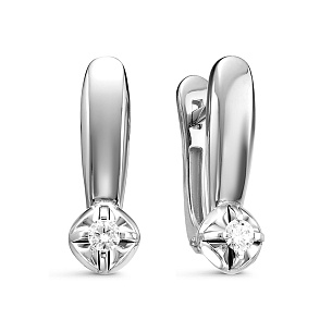 Серьги из белого золота с бриллиантом