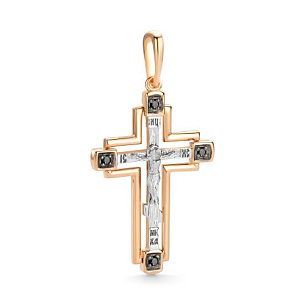 Крест из красного золота с бриллиантом